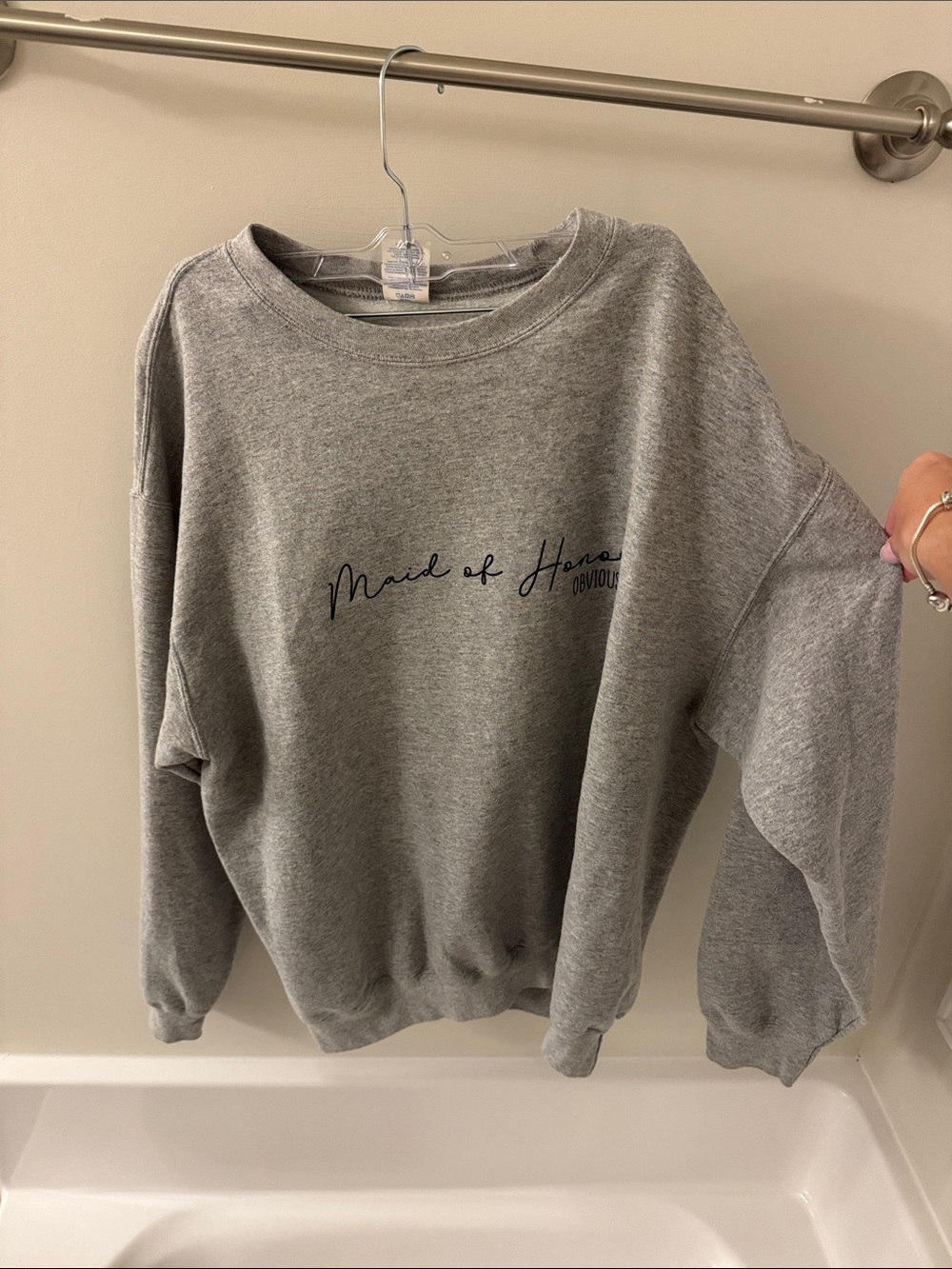 Port and Company Gray "Maid of Honor" Crewneck Sweatshirt